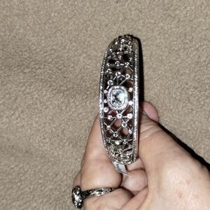 Brighton bracelet. Crystal, silvertone, strong magnetic clasp, substantial size.